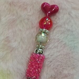 Pink Heart Beaded Pen